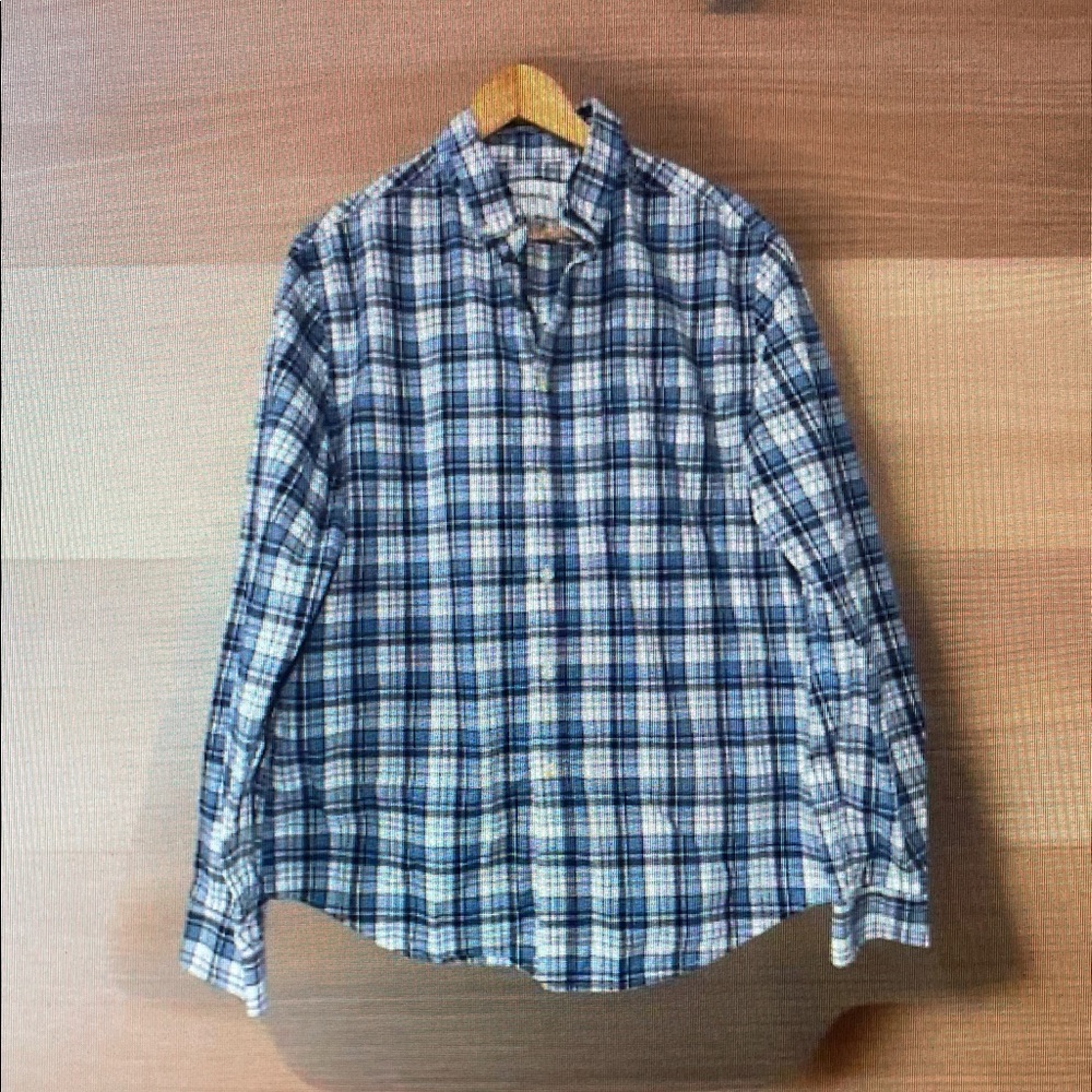Blue and White Plaid Men's Shirt